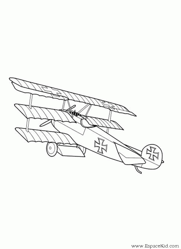 Coloriage d'un avion en vol au-dessus de nuages
