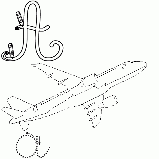 Coloriage d'un avion en plein vol au-dessus de nuages