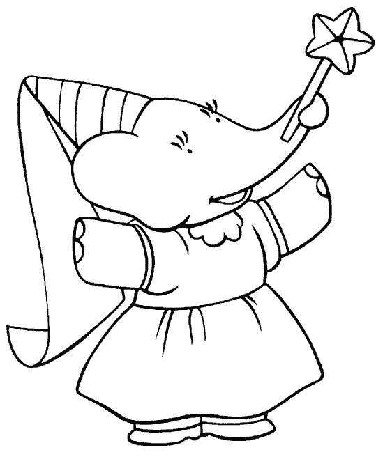 Babar en train de marcher dans la forêt