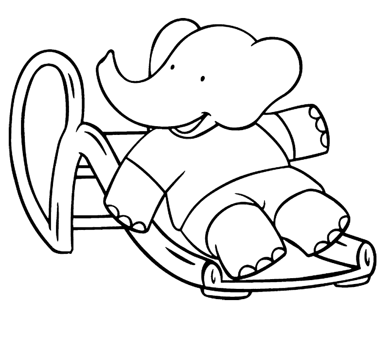 Babar le petit éléphant se promène dans la nature