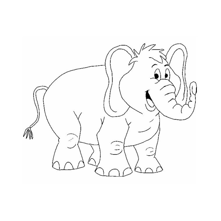 Coloriage de Babar le roi éléphant avec un décor naturel