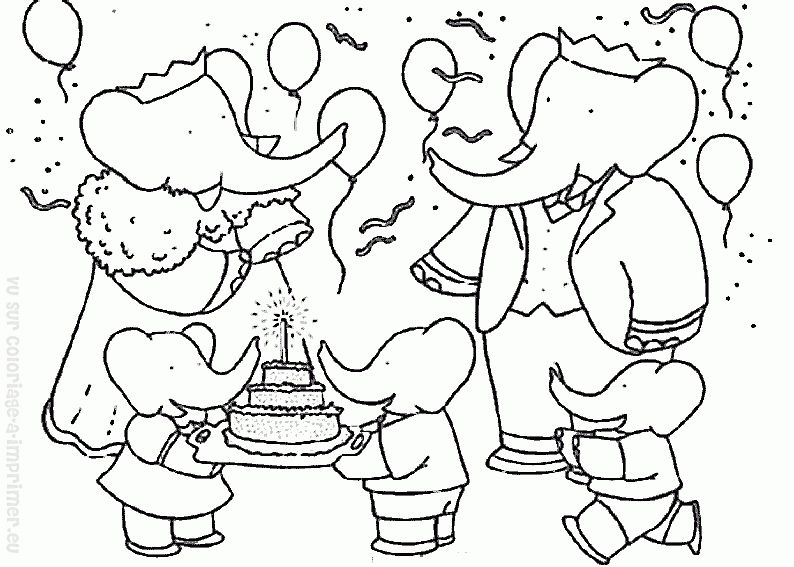 Babar en train de marcher dans la forêt avec un sourire amical