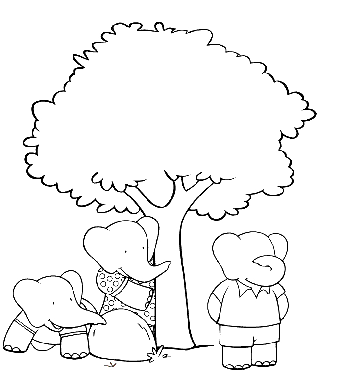 Babar et Céleste dans un moment de tendresse au cœur de la nature