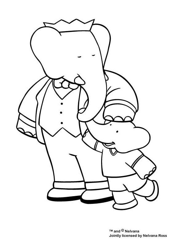 Babar le petit éléphant en train de jouer dans la forêt