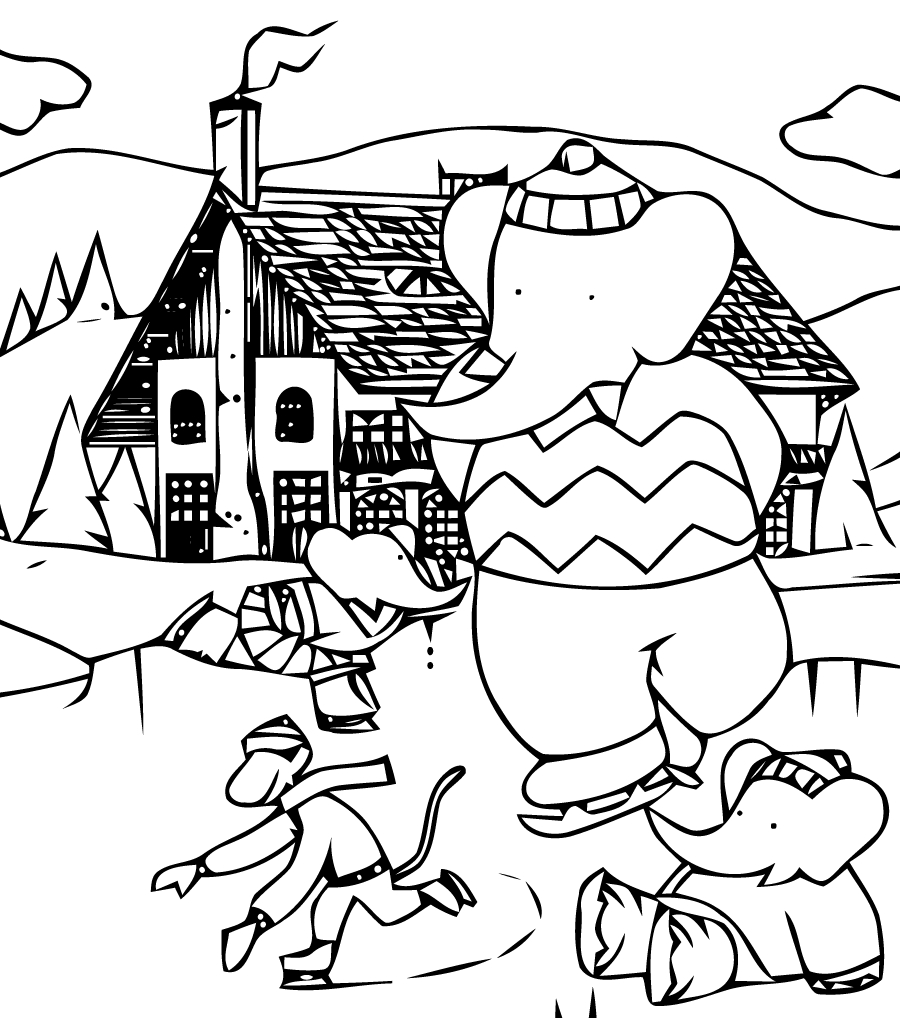 Babar le petit éléphant en train de jouer dans la forêt