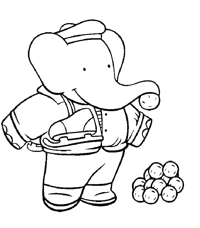Babar le roi éléphant en train de marcher dans la forêt