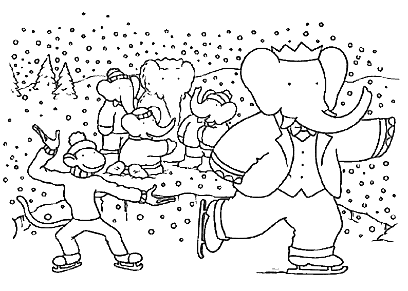 Babar le roi éléphant dans un décor de forêt