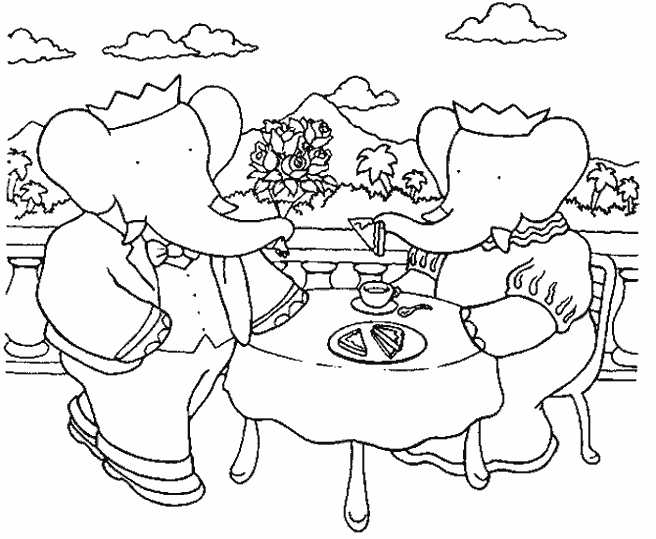 Babar le petit éléphant et son ami en pleine aventure dans la jungle