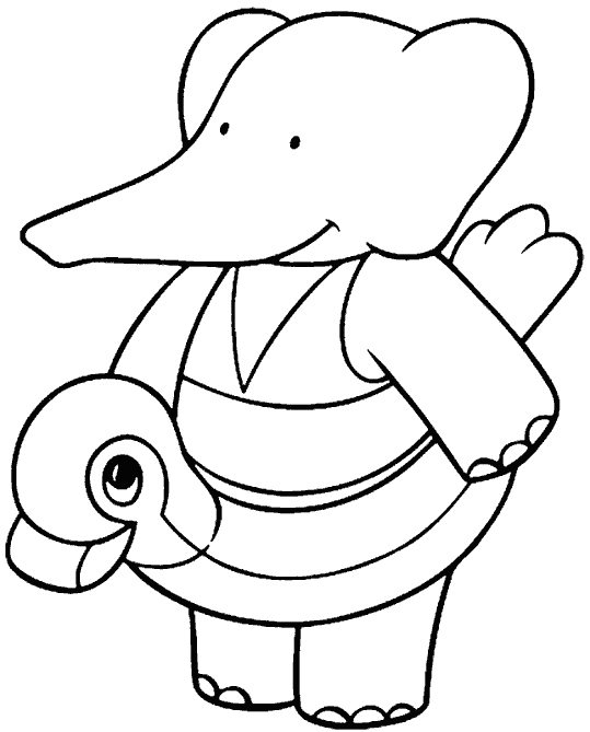Babar le petit éléphant jouant joyeusement dans la savane