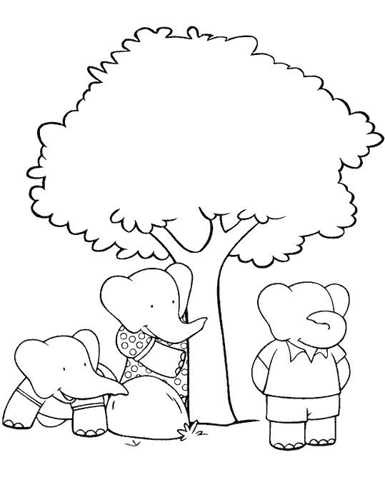 Babar le petit éléphant en train de jouer avec un ballon dans la savane
