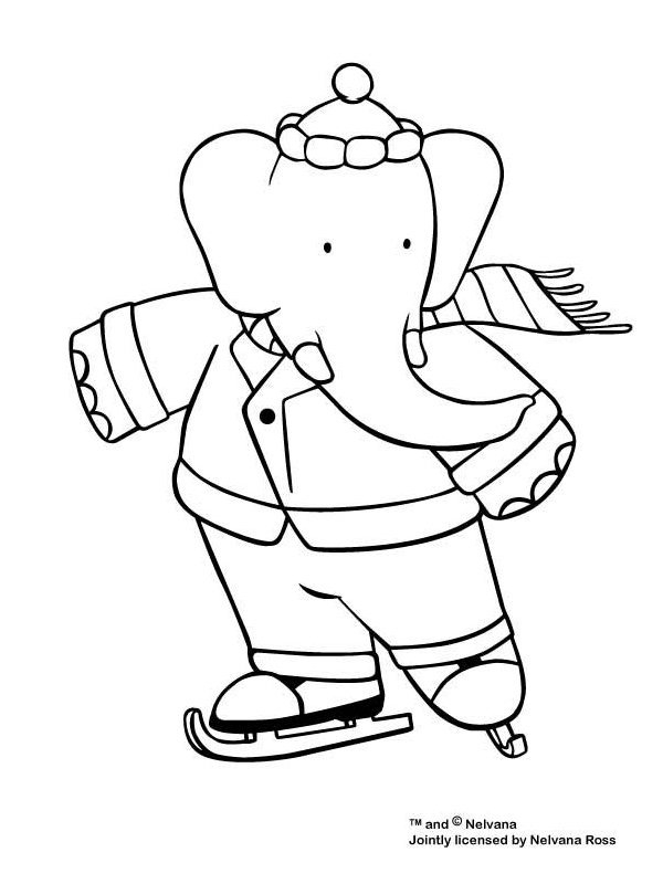 Babar le roi éléphant souriant dans un décor de nature