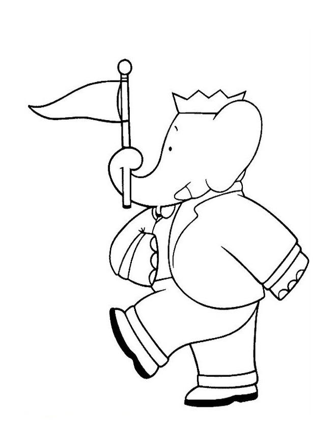 Babar le petit éléphant en train de marcher dans la forêt
