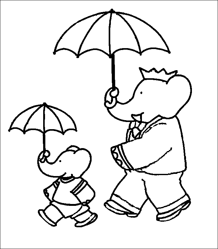 Babar le petit éléphant se promène joyeusement dans la forêt