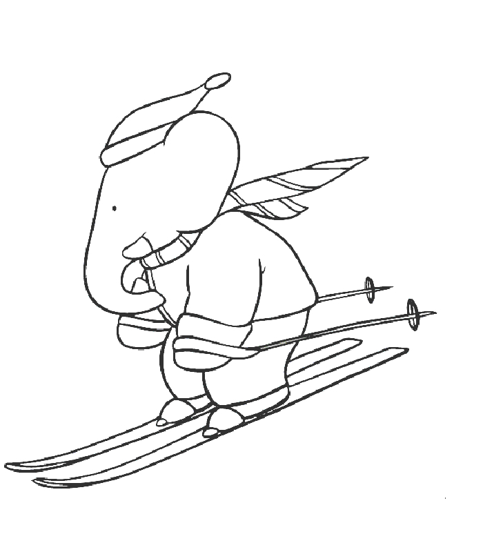 Coloriage de Babar, le roi des éléphants, en pleine aventure