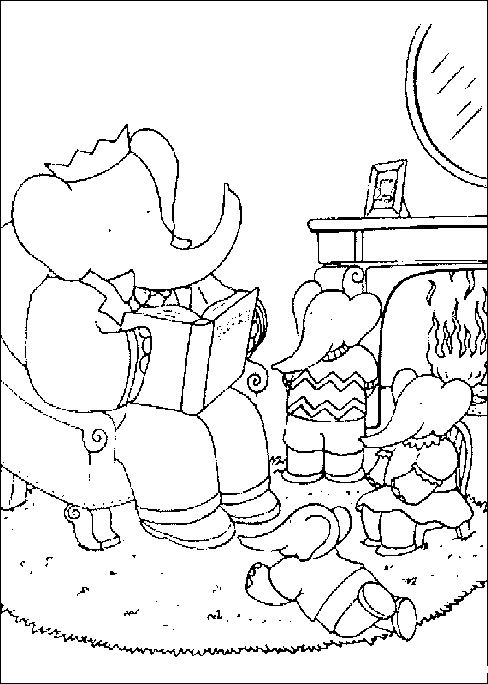 Babar le petit éléphant dans un paysage joyeux