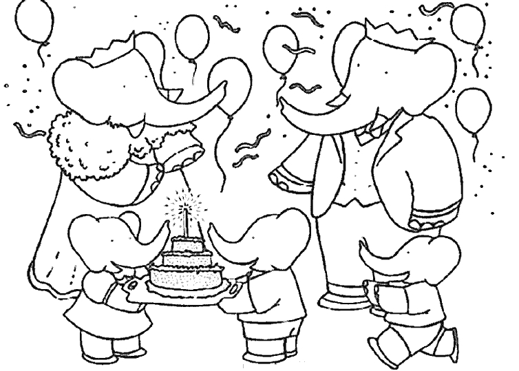 Babar le petit éléphant souriant se promène dans la savane