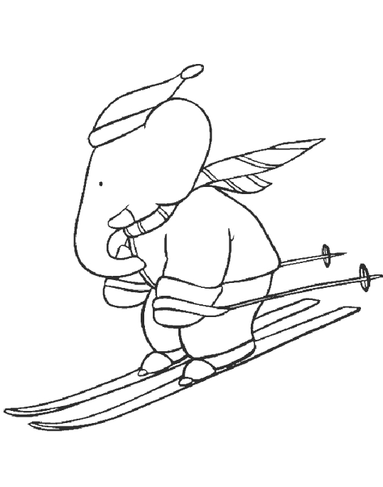 Babar en train de marcher joyeusement à travers la forêt