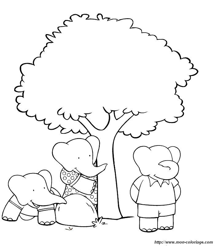 Babar et son ami en pleine aventure dans la forêt