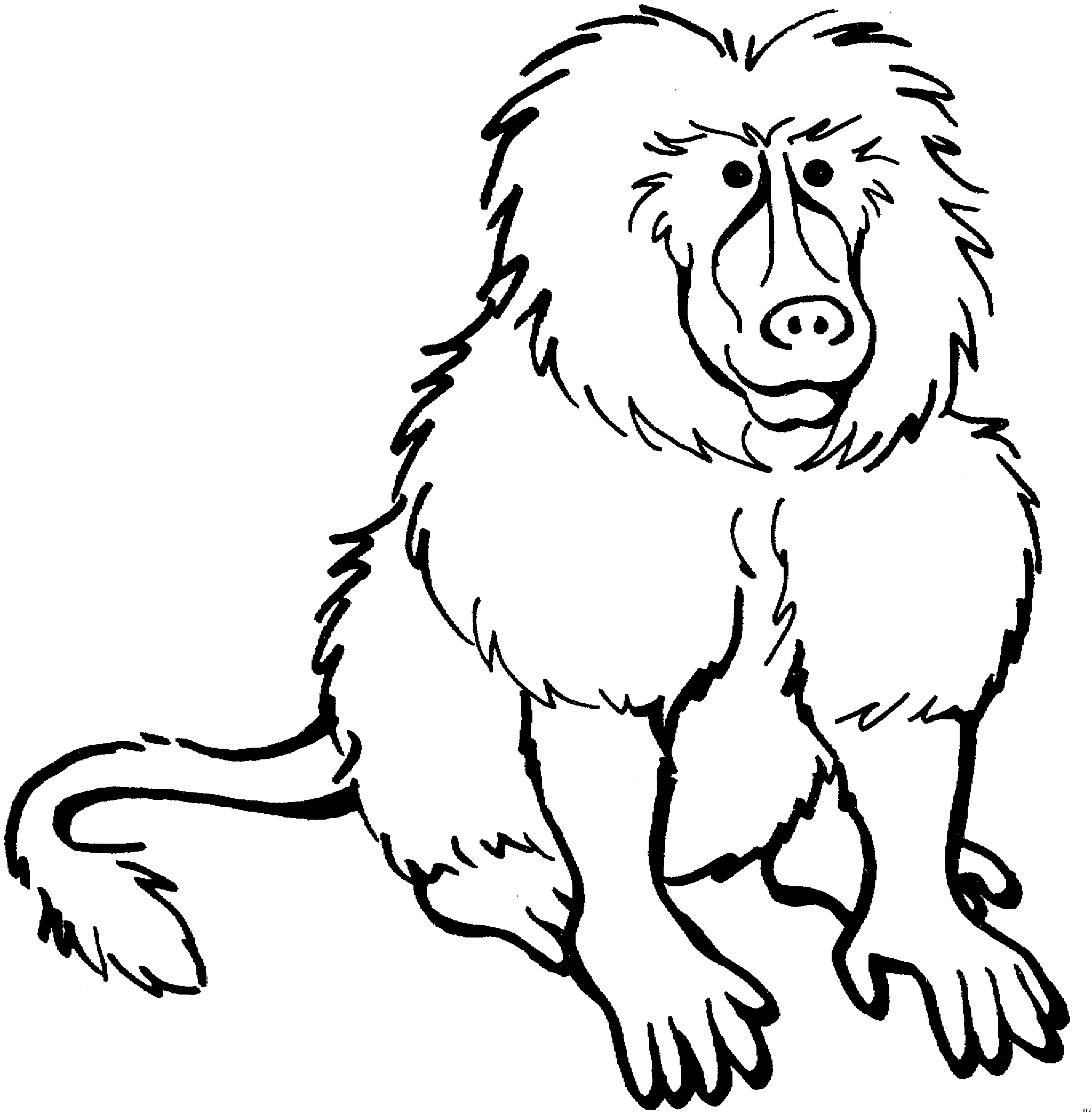 Coloriage d'un babouin joyeux dans son habitat naturel