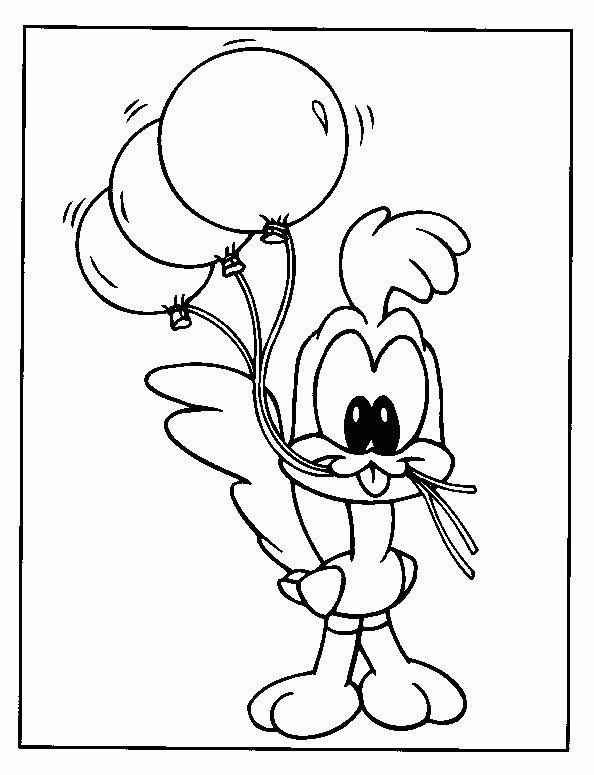 Coloriage de bébés personnages des Looney Tunes dans un décor ludique
