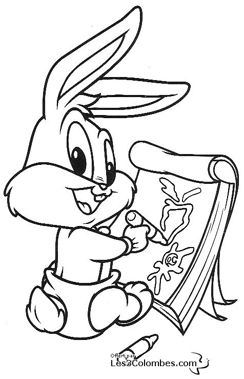 Coloriage de bébés personnages des Looney Tunes dans un décor ludique