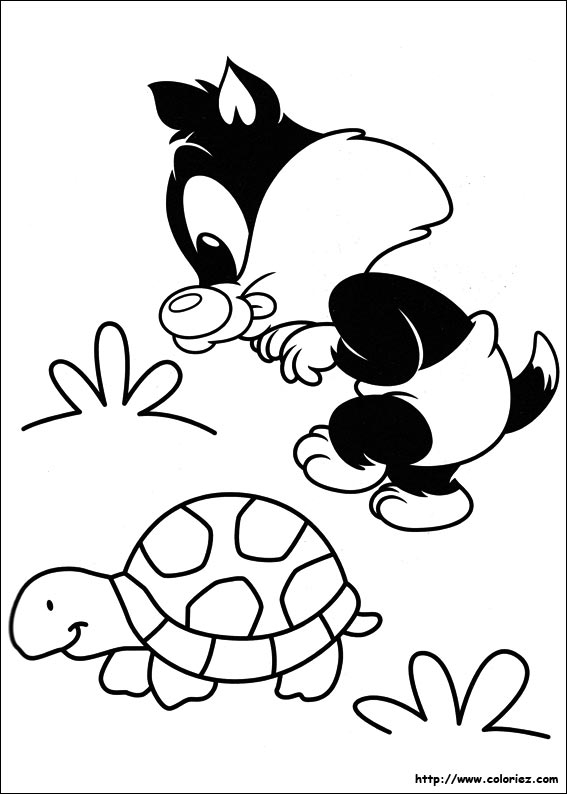 Coloriage de bébés personnages des Looney Tunes jouant ensemble