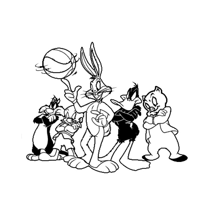 Coloriage des personnages de Baby Looney Tunes en pleine aventure