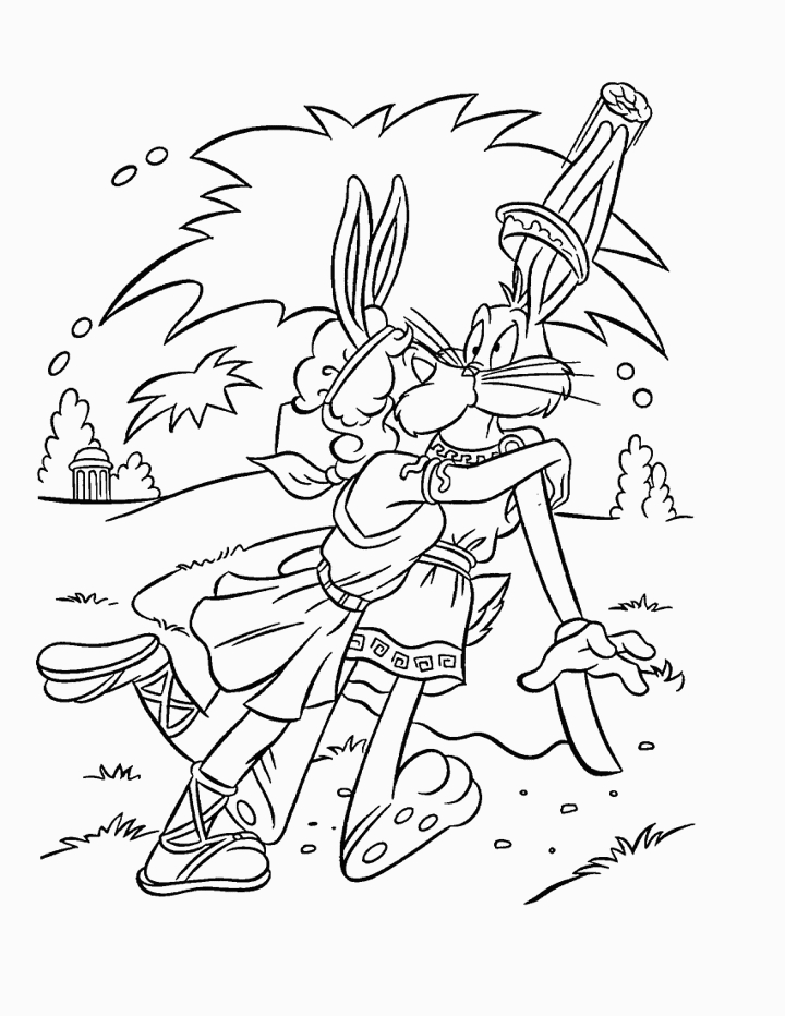 Coloriage de bébé Looney Tunes jouant avec ses amis dans un décor joyeux