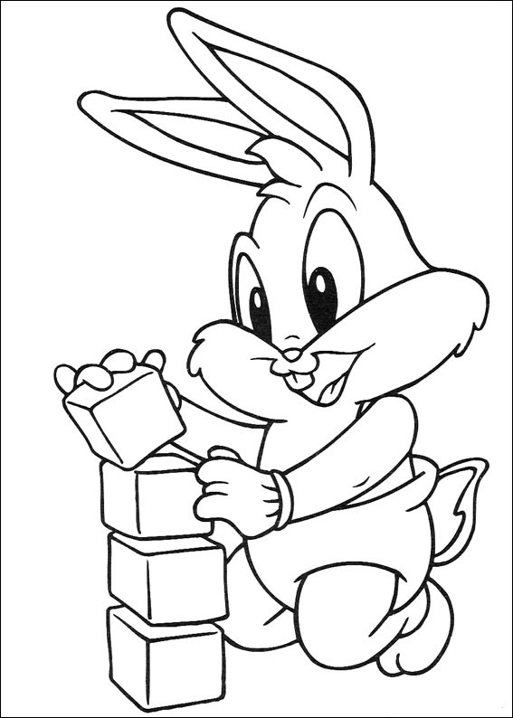 Coloriage de bébés Looney Tunes jouant ensemble dans un décor ludique