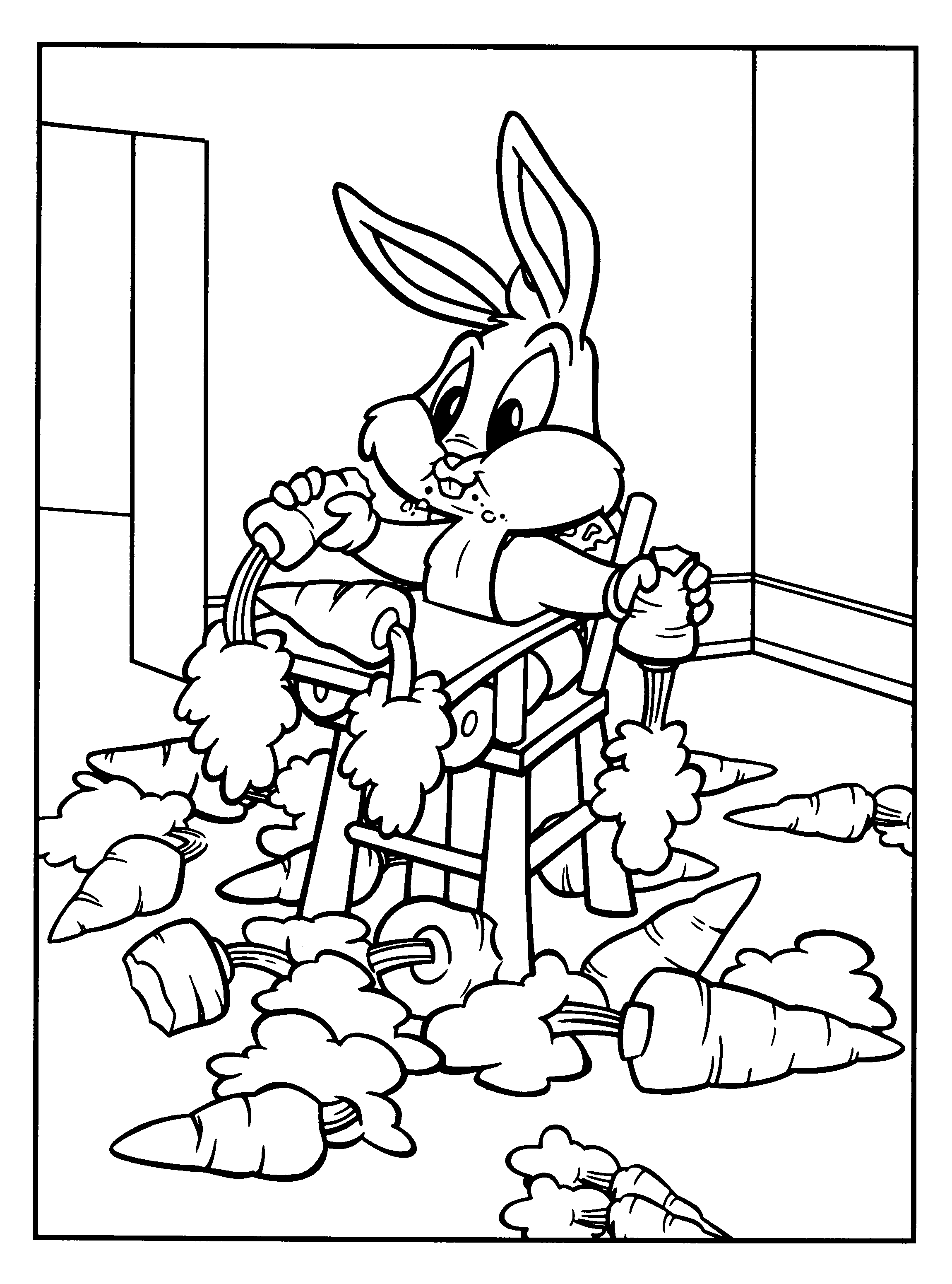 Scène de Baby Looney Tunes jouant dans un jardin