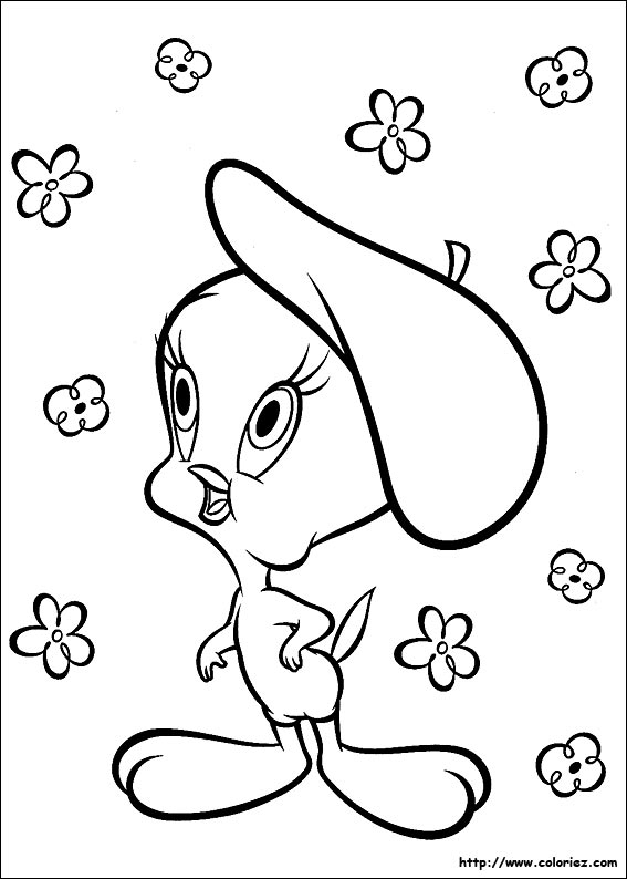 Coloriage des personnages de Baby Looney Tunes en pleine activité