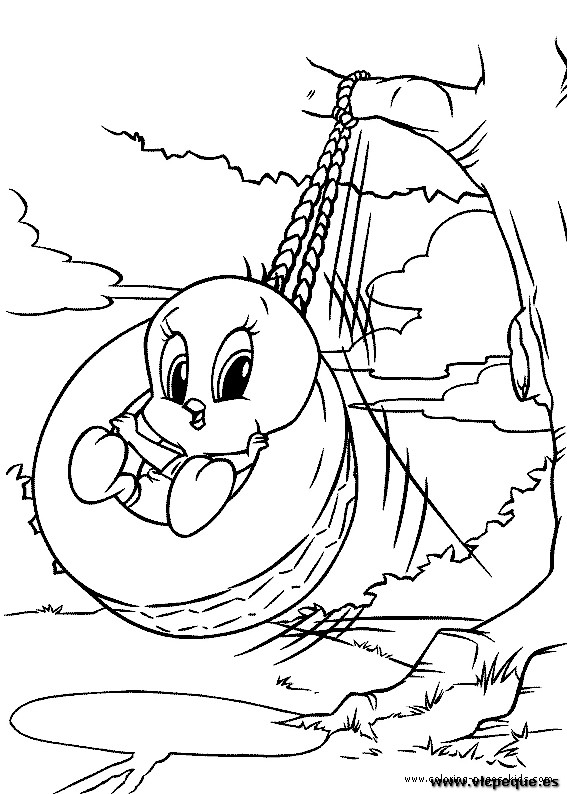 Coloriage de bébés personnages de Looney Tunes jouant ensemble