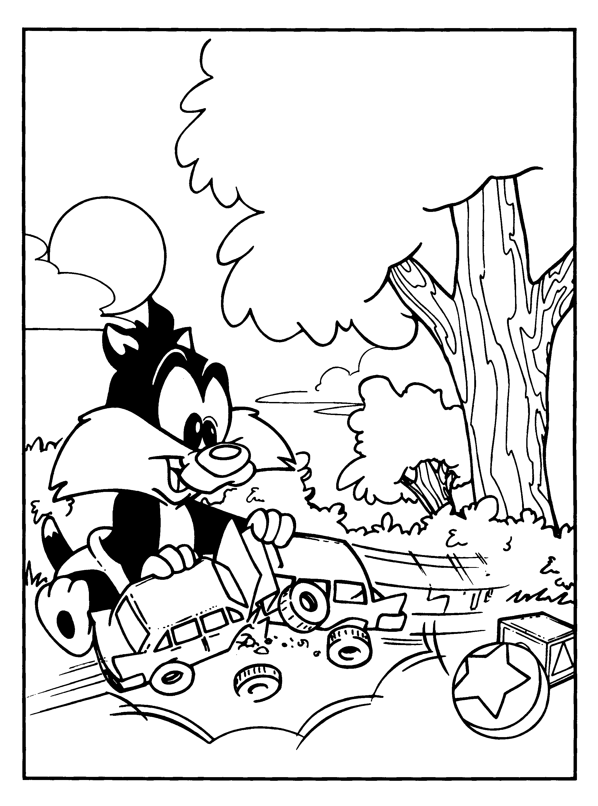Coloriage de bébés personnages des Looney Tunes en pleine aventure