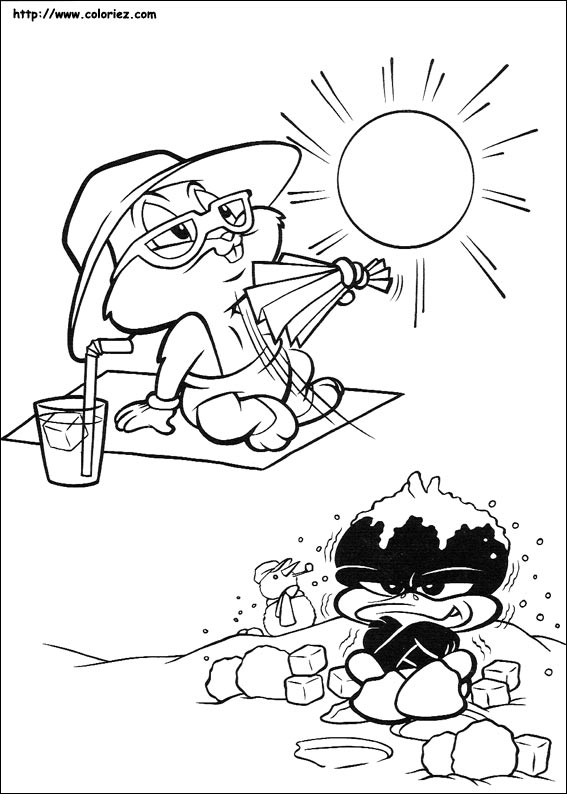 Coloriage de bébé Looney Tunes en pleine aventure