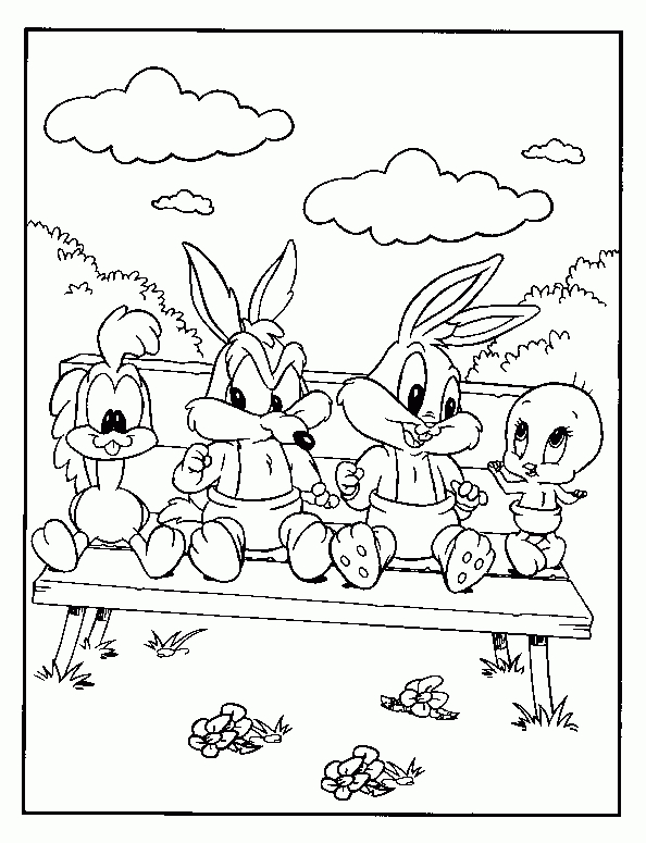 Coloriage des personnages de Baby Looney Tunes en pleine aventure Coloriage des personnages de Baby Looney Tunes en pleine aventure