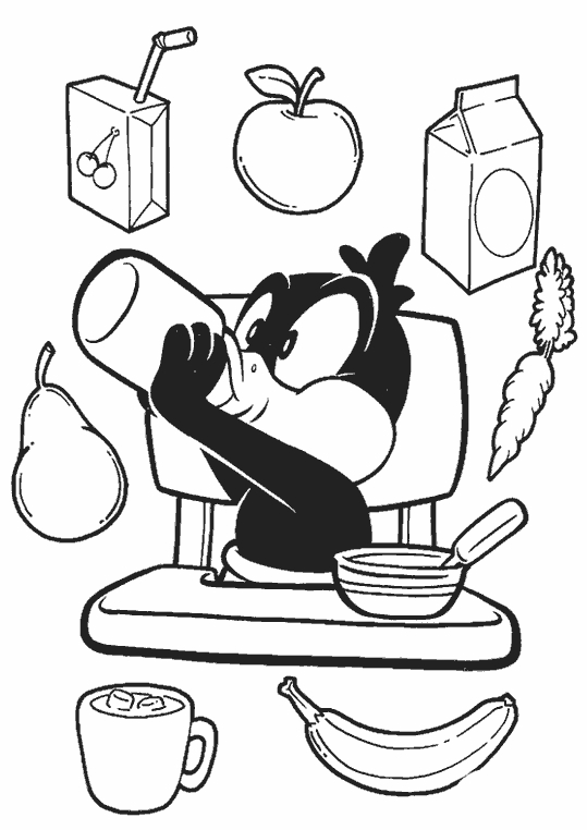 Coloriage des personnages de Baby Looney Tunes jouant ensemble