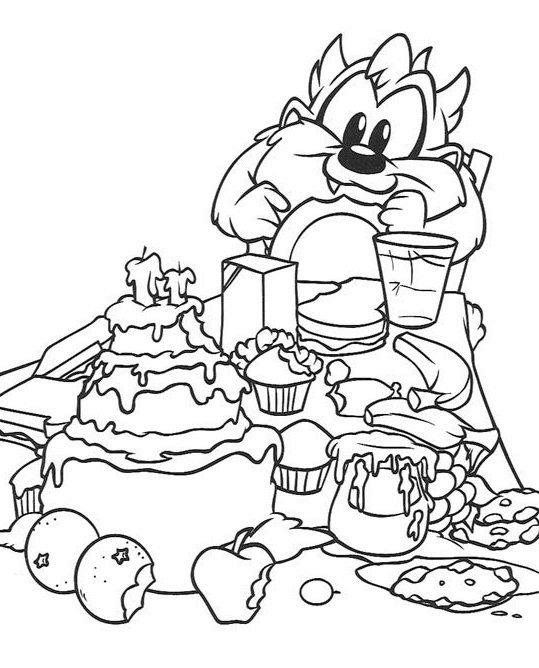 Coloriage des personnages de Baby Looney Tunes en pleine aventure