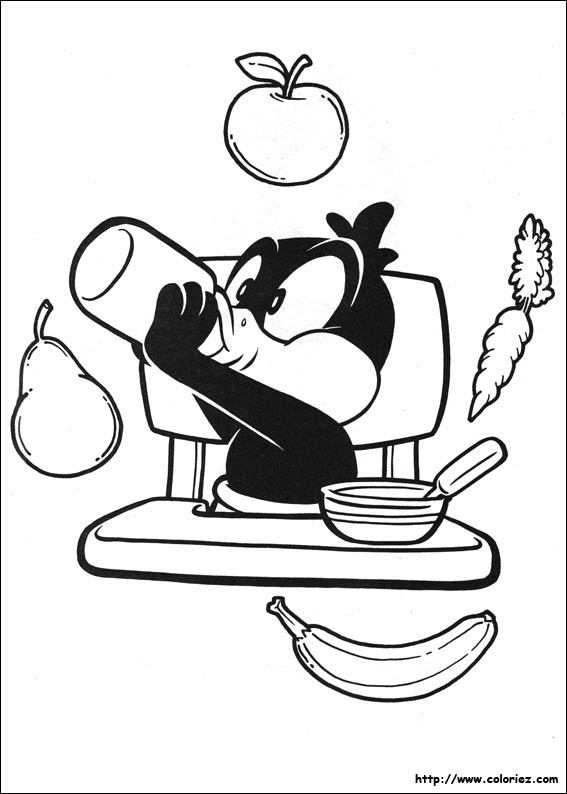 Coloriage de bébé Looney Tunes amusant avec des personnages emblématiques