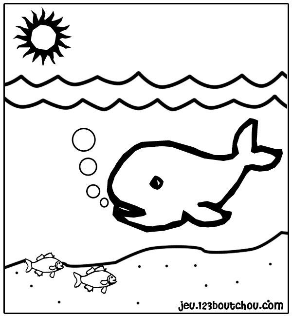 Coloriage d'une baleine nageant sereinement dans l'océan