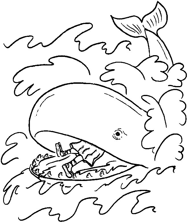 Coloriage d'une baleine nageant dans l'océan