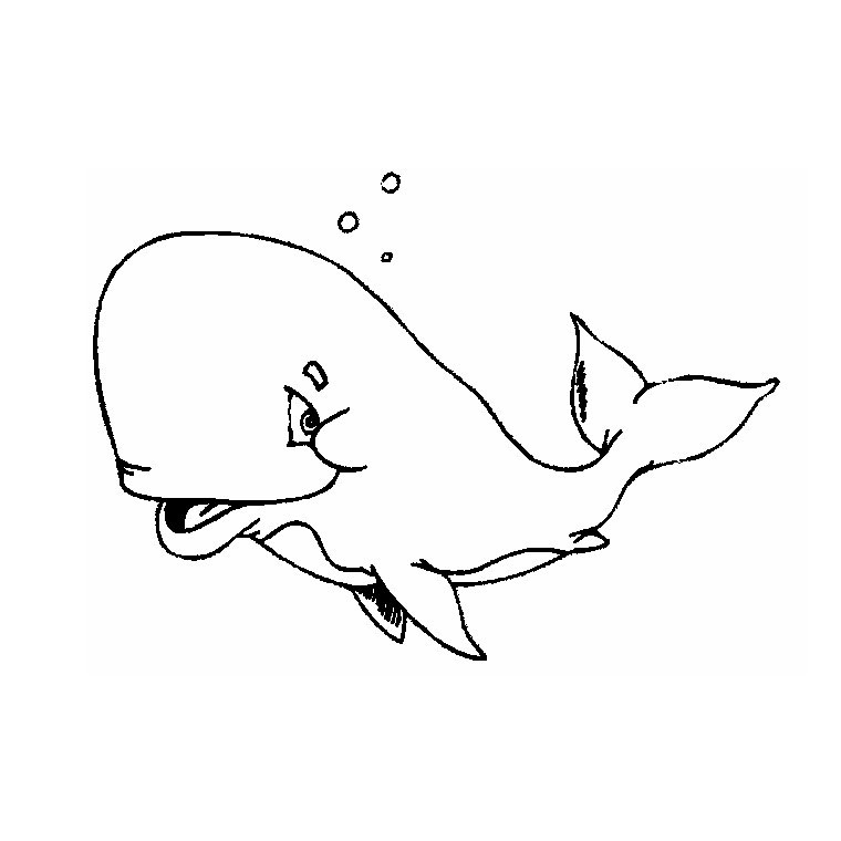 Coloriage d'une baleine nageant dans l'océan