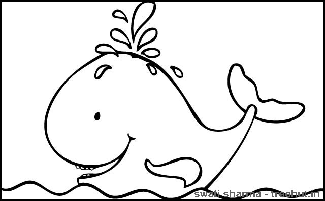 Coloriage d'une baleine nageant dans l'océan