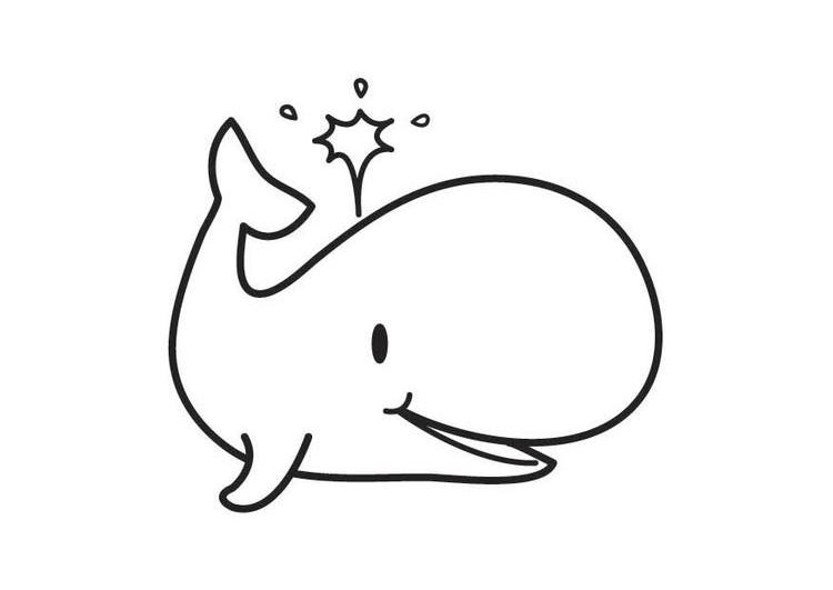 Coloriage d'une baleine nageant dans l'océan