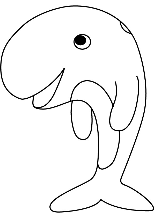 Coloriage d'une baleine nageant dans l'océan