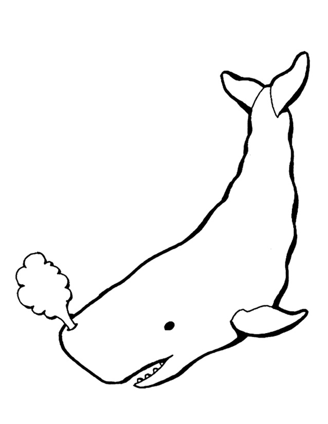 Coloriage d'une baleine nageant dans l'océan