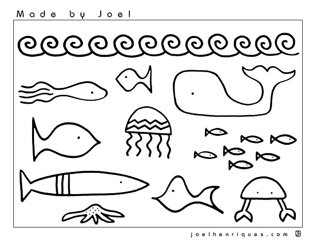 Coloriage d'une baleine nageant dans l'océan