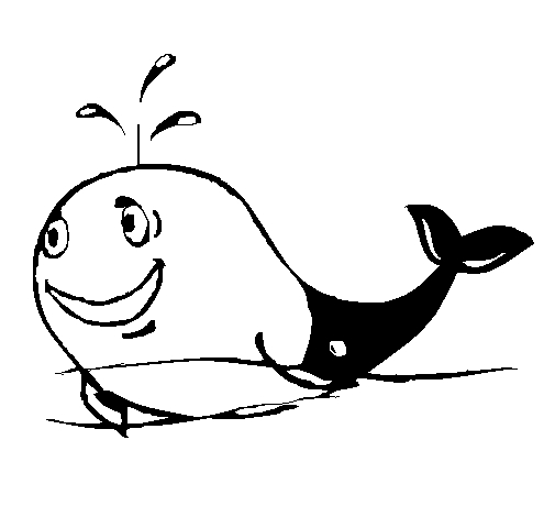 Coloriage d'une baleine nageant dans l'océan