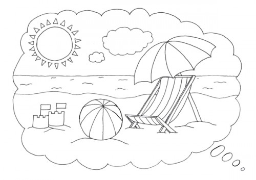 Coloriage d'un ballon de plage sur fond simple