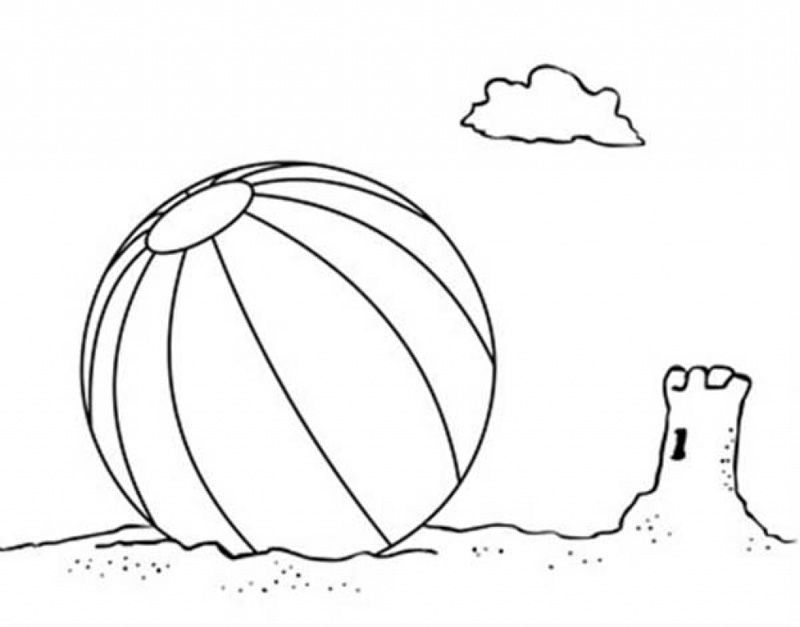 Coloriage d'un ballon de plage sur fond simple
