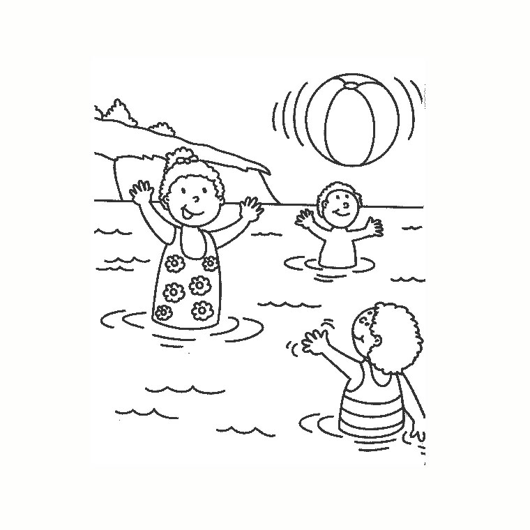 Coloriage d'un ballon de plage sur fond simple